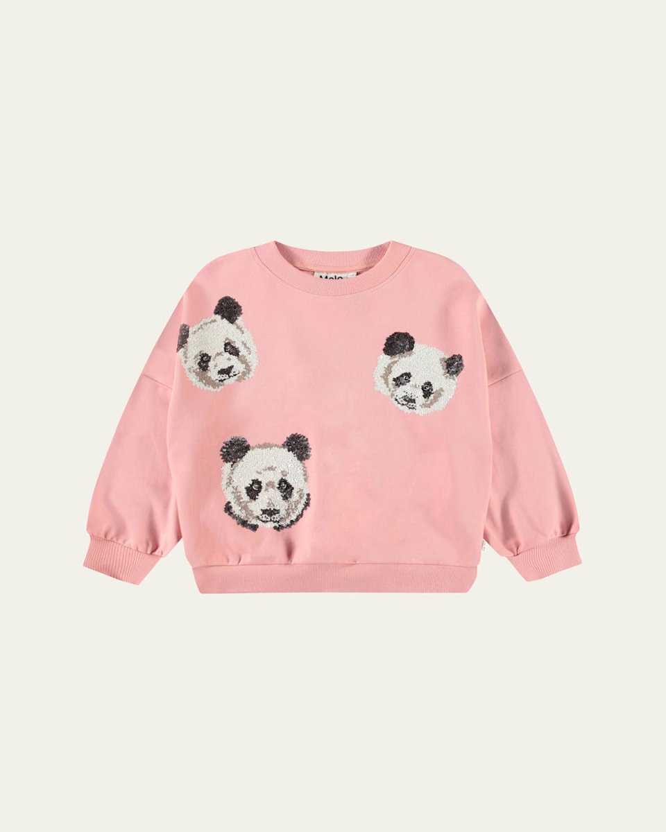 Girl's Marika Panda Sequin Organic Cotton Sweatshirt, Size 3-6
